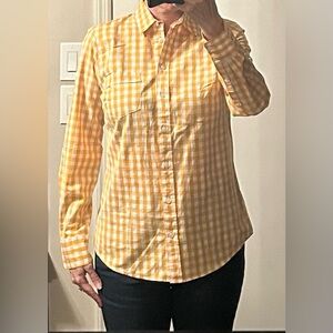 J. Crew Factory Long Sleeve Button Down Shirt in Yellow/White Checked Pattern